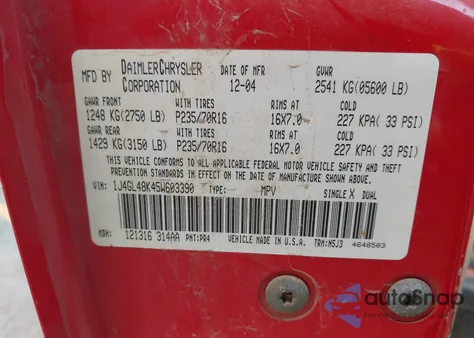 2005 Jeep Liberty Sport из США, поврежденный, VIN 1J4GL48K45W603390